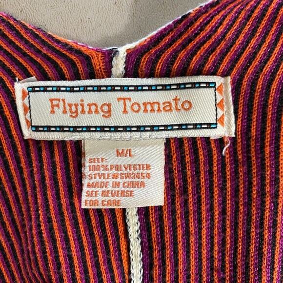 Flying Tomato Poncho Womens Medium/Large Aztec Beige Orange Fringe Boho Chic - Picture 2 of 10